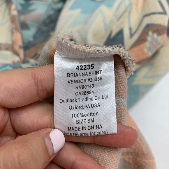 Outback Shirt Womens S Small Sand Brianna Aztec Flannel Pearl Snap Button Top - Picture 12 of 16